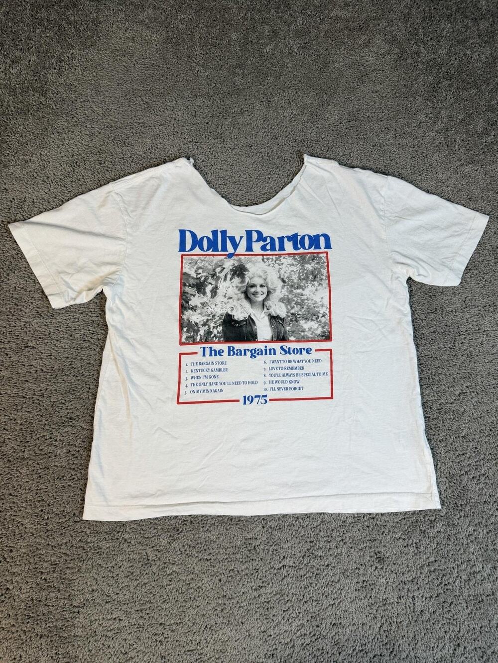 Dolly Parton Shirt Mens Large White The Bargain 1975 Store Back Graphic